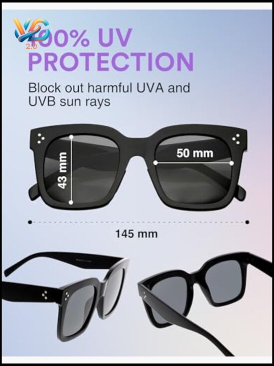 Oversized Retro Square Sunglasses Vintage Style 50mm UV400 Protection main image 7